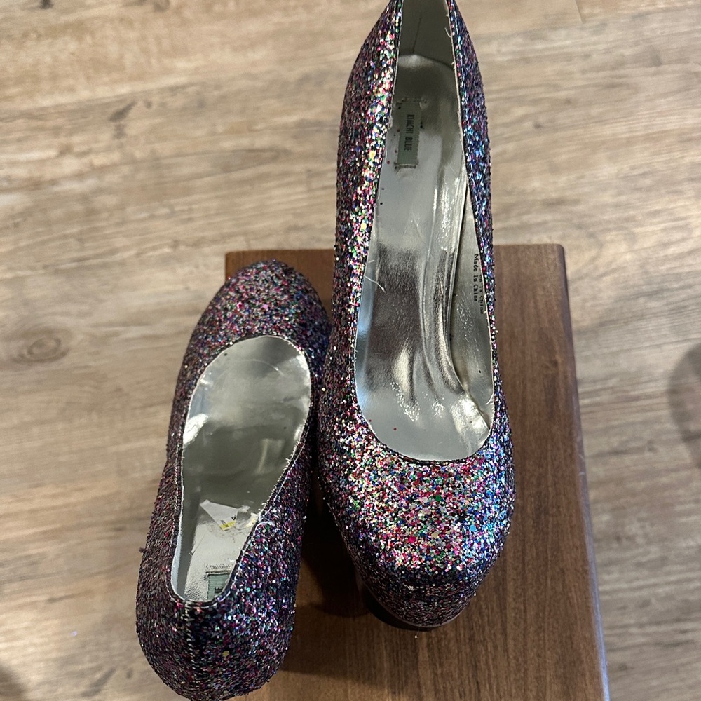 Kimchi Blue Multicolor Glitter Platform Pumps